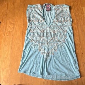 Johnny was JWLA sleeveless Collette deep scoop tee size XS light blue